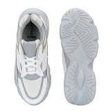 White colour Men's lace-up casual shoes with white laces.