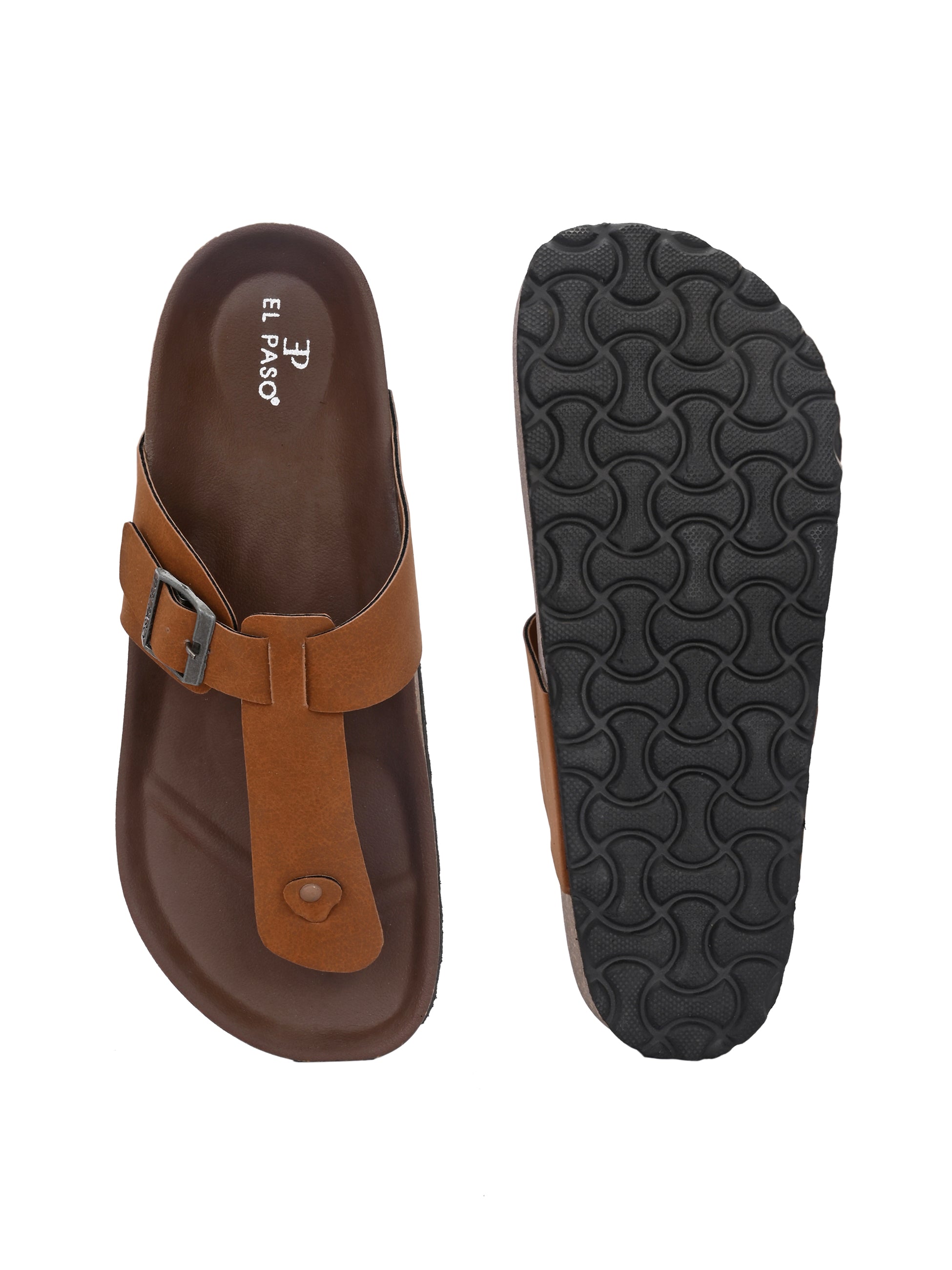 Tan Men's casual slip-on closure sandal