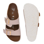 Light Pink Women's casual flat heel buckle strap sandal