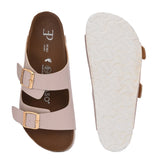 Light Pink Women's casual flat heel buckle strap sandal