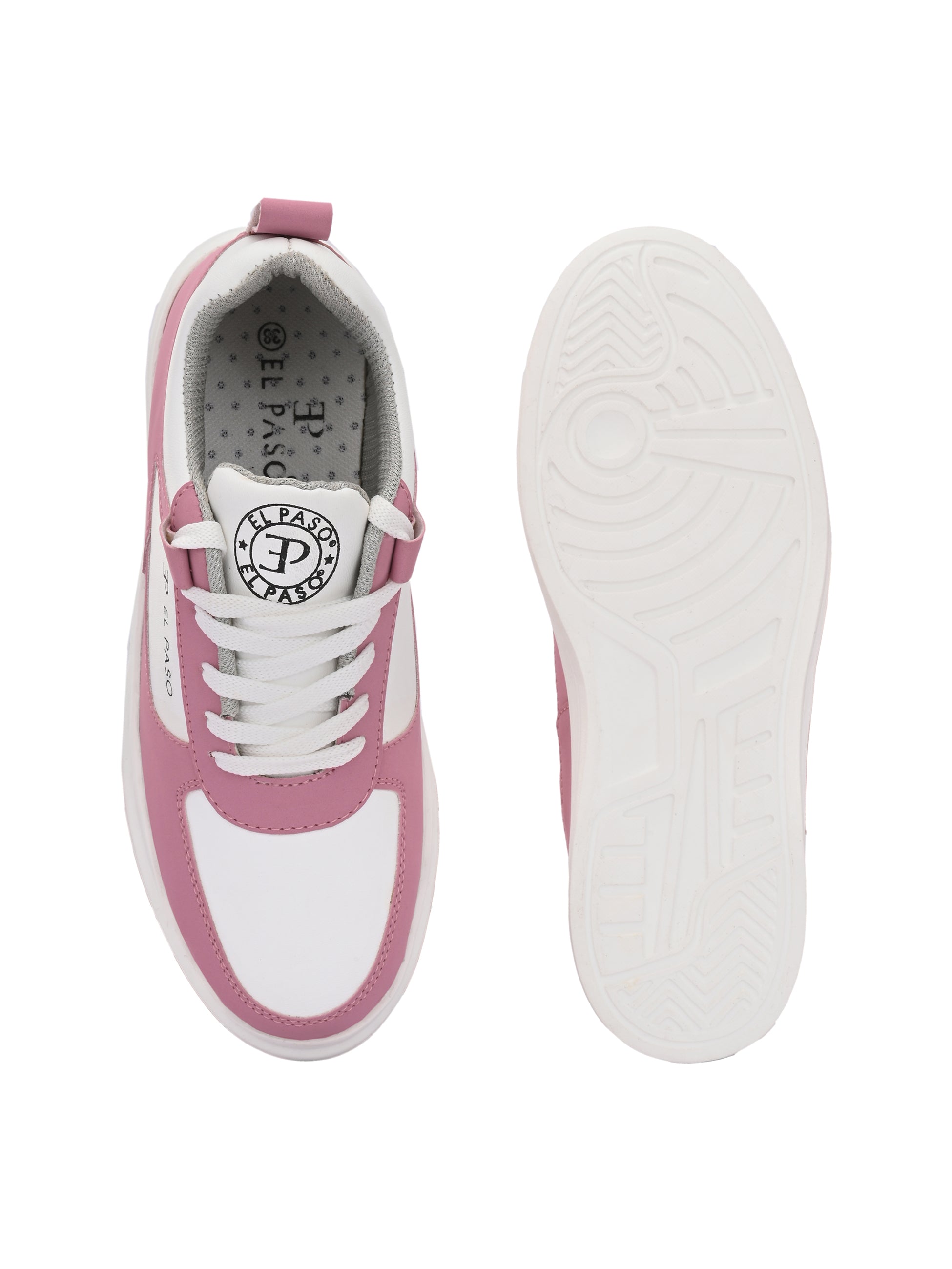 Pink Lace-Up Platform Heel Sneakers 