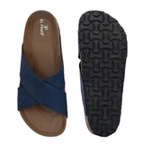 Blue Men's casual flat heel criss-cross sandal 