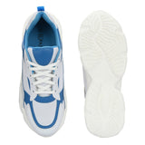 Grey & Blue colour Men's lace-up casual shoes with white laces.