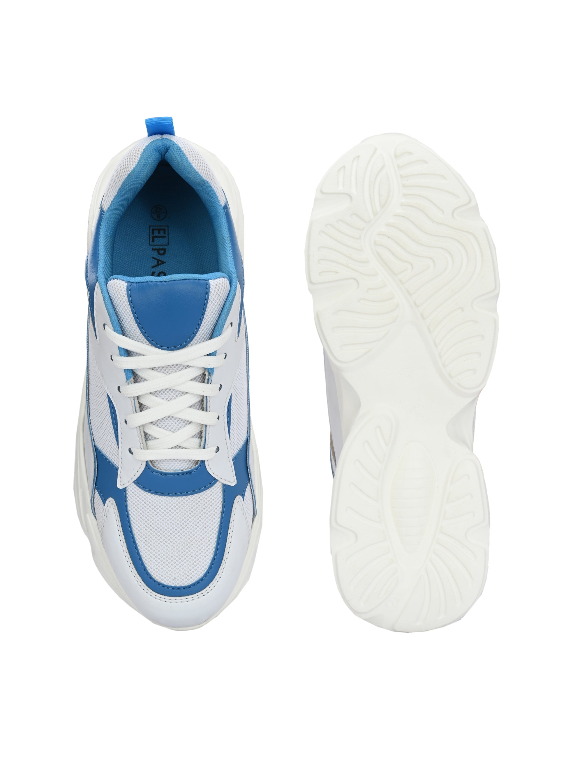 Grey & Blue colour Men's lace-up casual shoes with white laces.