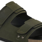 Olive Men's casual flat heel buckle strap sandal 