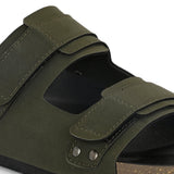 Olive Men's casual flat heel buckle strap sandal 