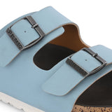 Blue Women's casual flat heel buckle strap sandal