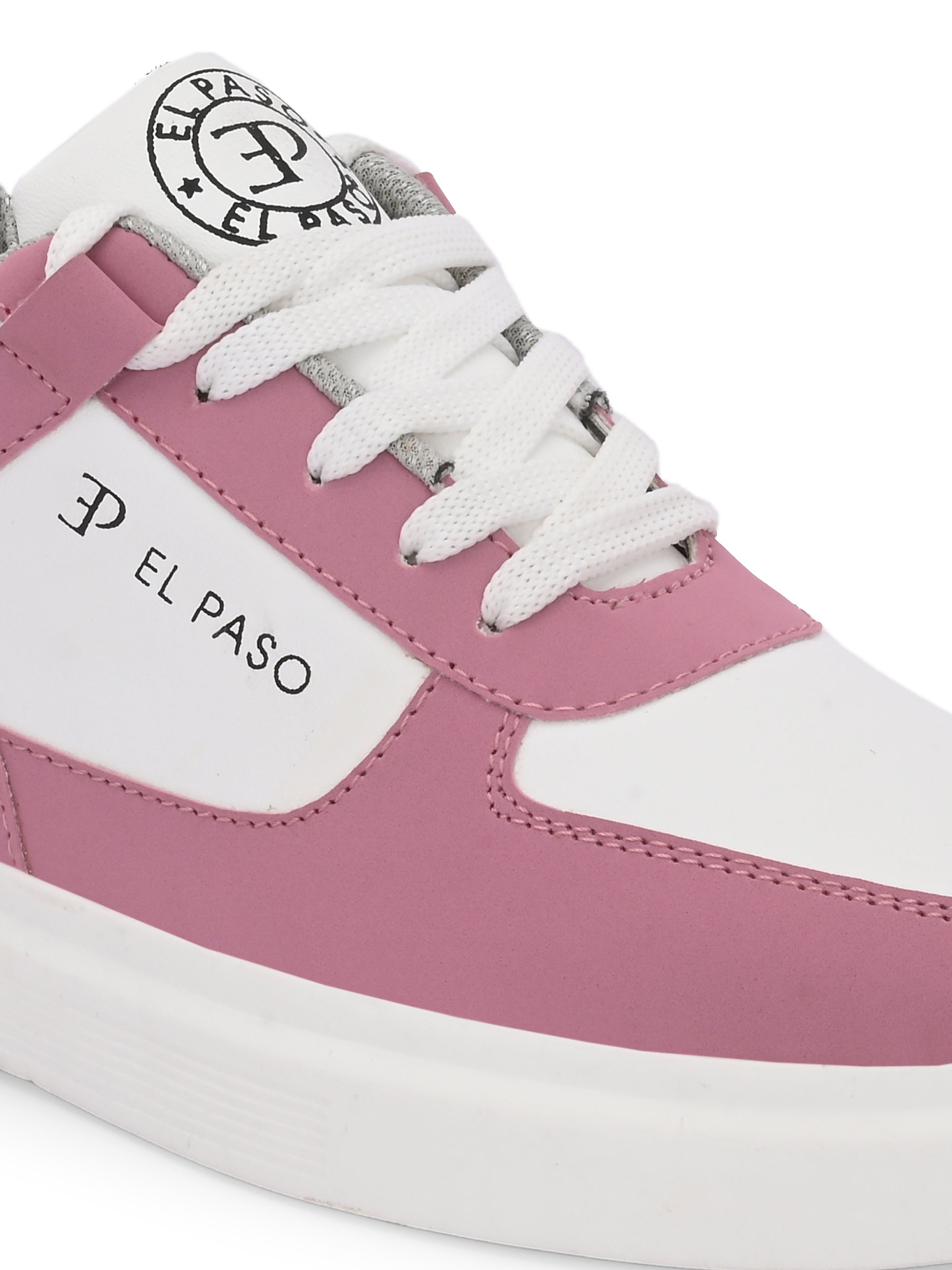 Pink Lace-Up Platform Heel Sneakers 