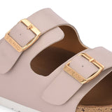 Light Pink Women's casual flat heel buckle strap sandal