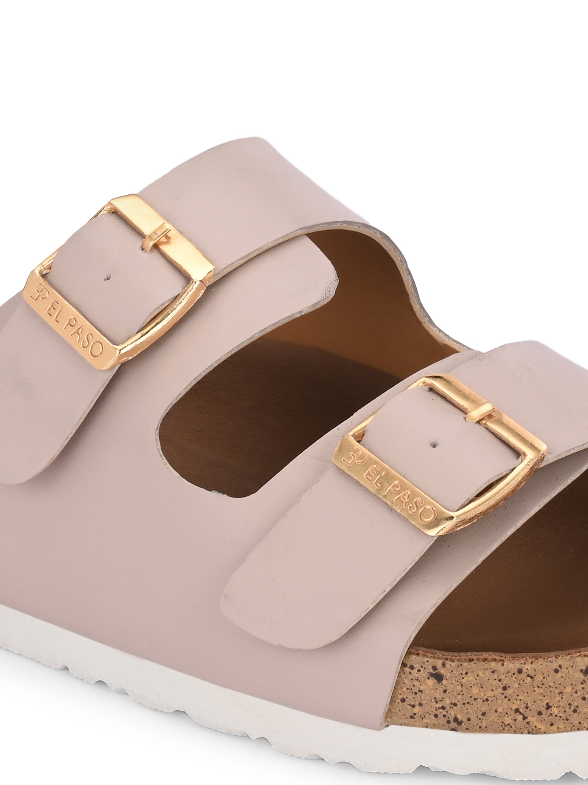 Light Pink Women's casual flat heel buckle strap sandal