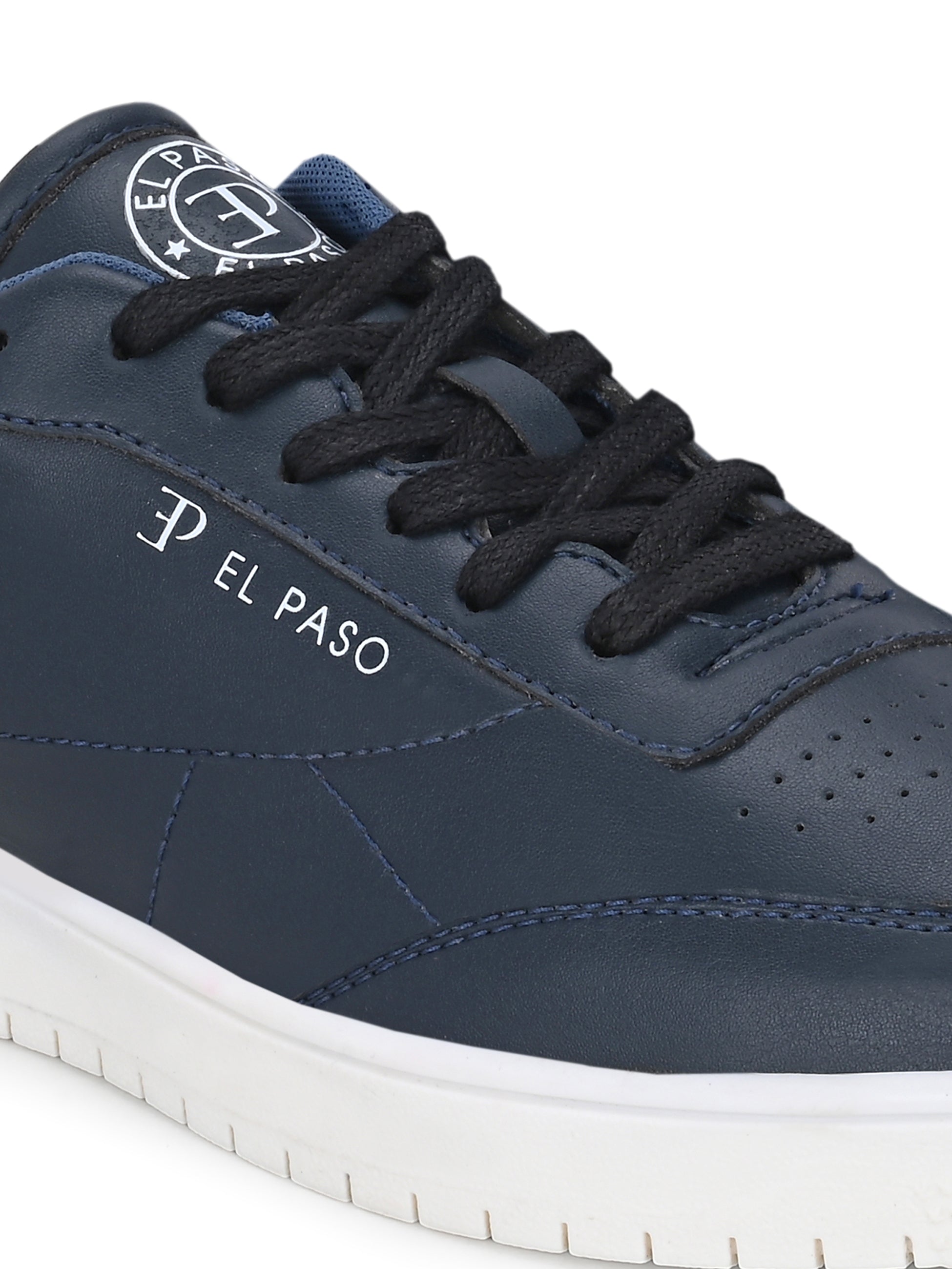 Navy Blue colour Men's casual lace-up sneakers with navy blue laces.