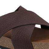 Brown Men's casual flat heel criss-cross sandal