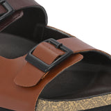 Elegant Sandstone Leather Slip-On Sandal - El Paso Fashion