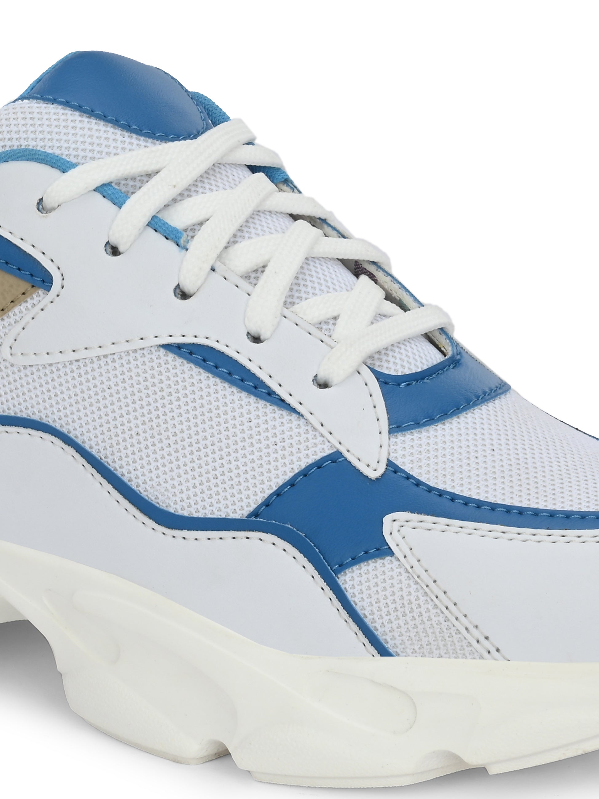 Blue colour Men's lace-up casual shoes with white laces.