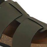 Men's casual  flat heel buckle strap sandal with back strap closure