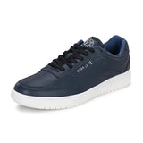 Navy Blue colour Men's casual lace-up sneakers with navy blue laces.