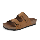 Tan Men's casual flat heel buckle strap sandal