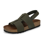 Men's casual  flat heel buckle strap sandal with back strap closure