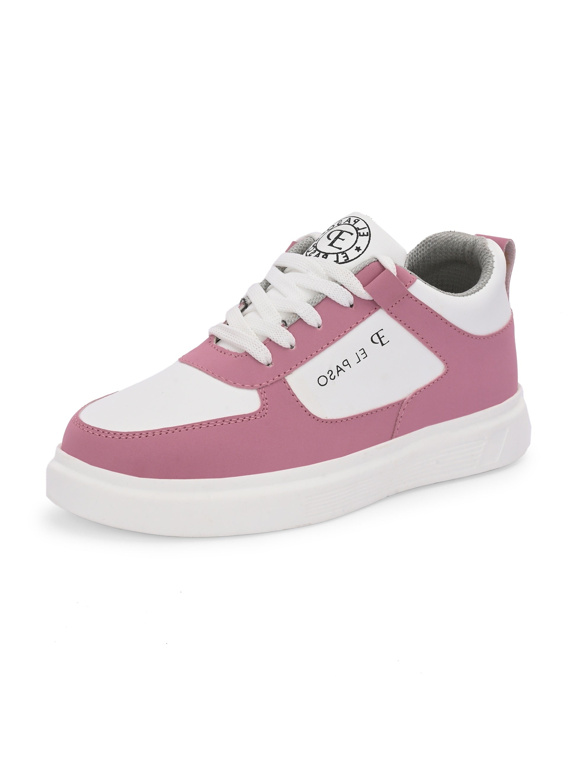 Pink Lace-Up Platform Heel Sneakers 