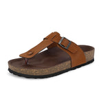 Tan Men's casual slip-on closure sandal