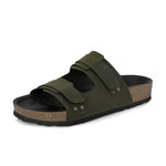 Olive Men's casual flat heel buckle strap sandal 