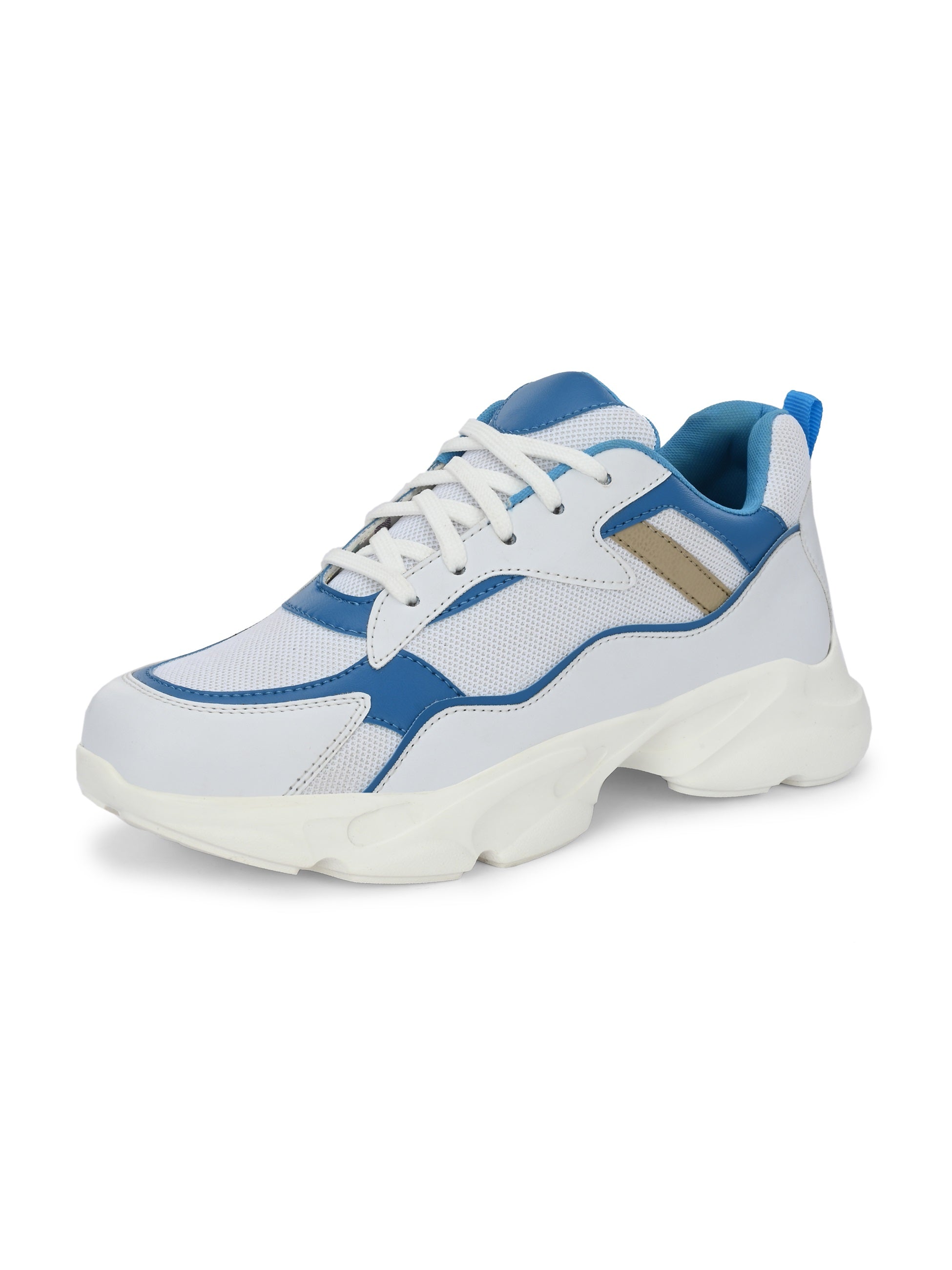 Blue colour Men's lace-up casual shoes with white laces.