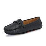 Black Textured Slip-On Loafers For Women 