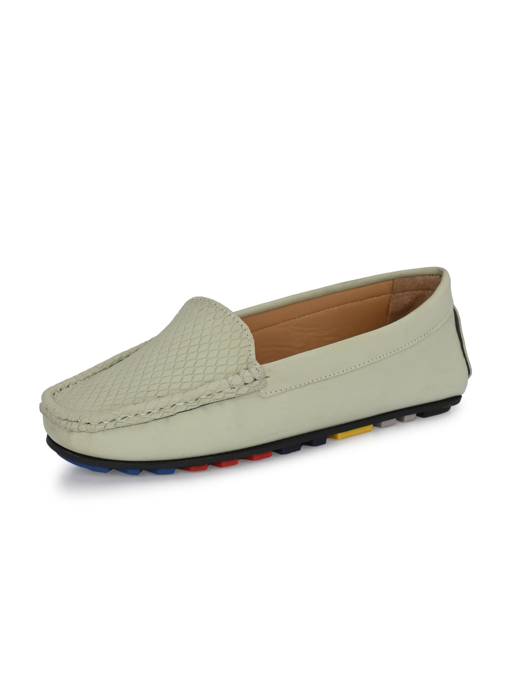 Olive Trendy Textured Slip-On Loafers