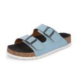 Blue Women's casual flat heel buckle strap sandal