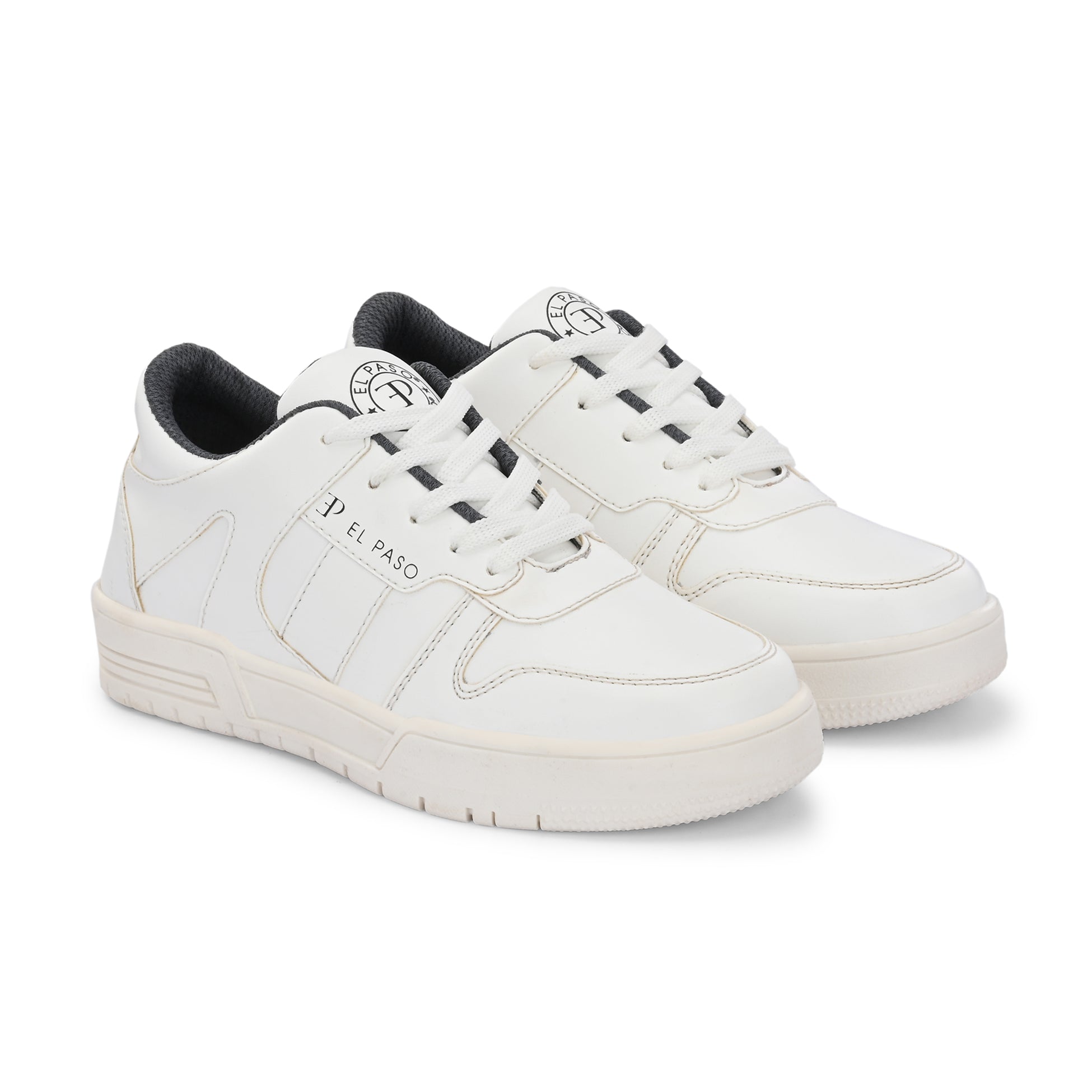 White Lace-Up Platform Heel Sneakers 