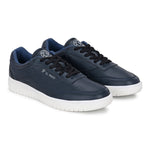 Navy Blue colour Men's casual lace-up sneakers with navy blue laces.