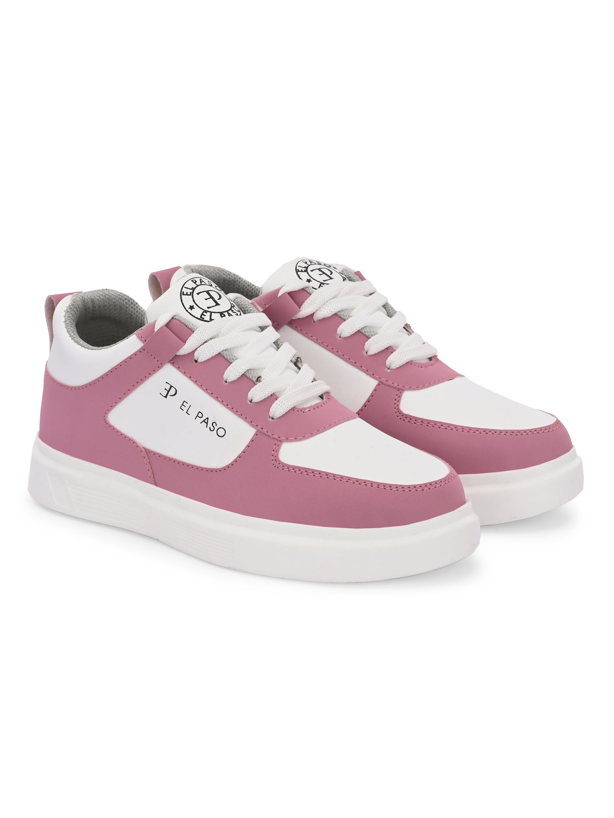 Pink Lace-Up Platform Heel Sneakers 