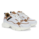 Brown colour Men's lace-up casual shoes with white laces.