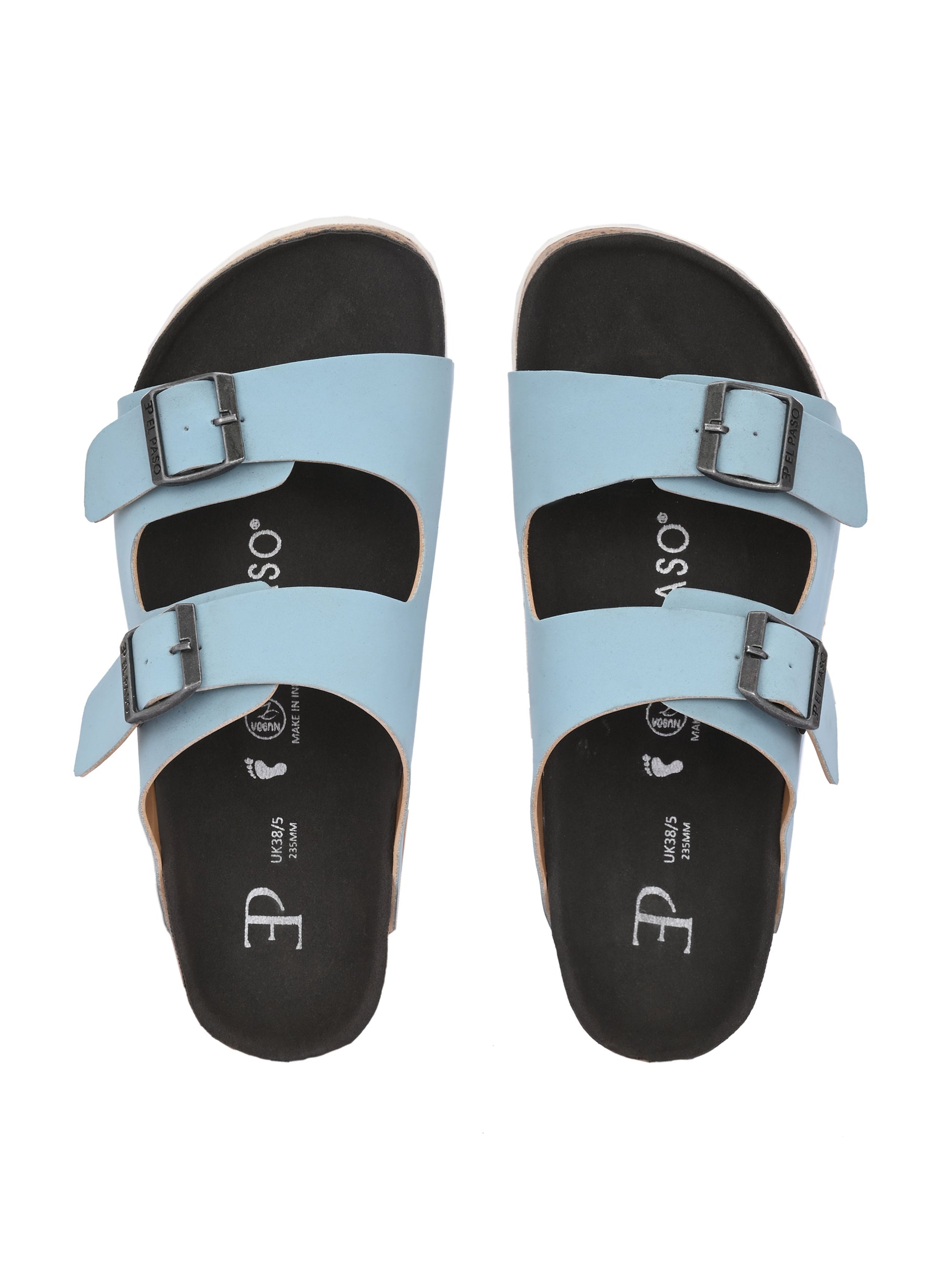 Blue Women's casual flat heel buckle strap sandal