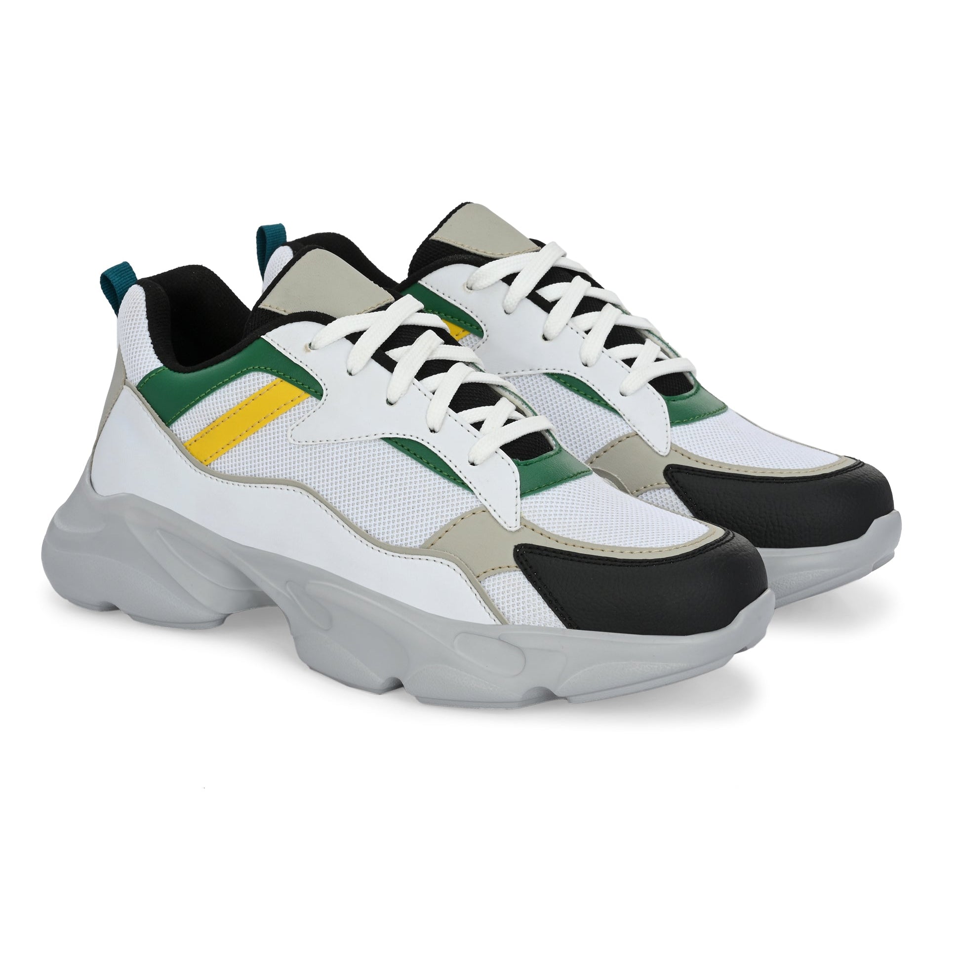 Grey colour Men's lace-up casual shoes with white laces.