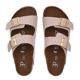 Light Pink Women's casual flat heel buckle strap sandal