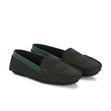 Stylish olive Leather Casual Slip On woven loafer with textured design