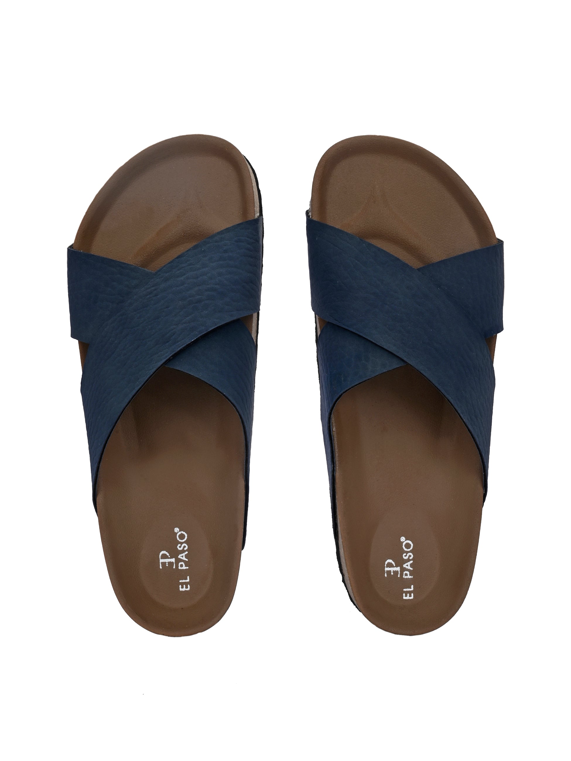 Blue Men's casual flat heel criss-cross sandal 