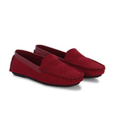 Stylish maroon Leather Casual Slip On woven loafer with textured design