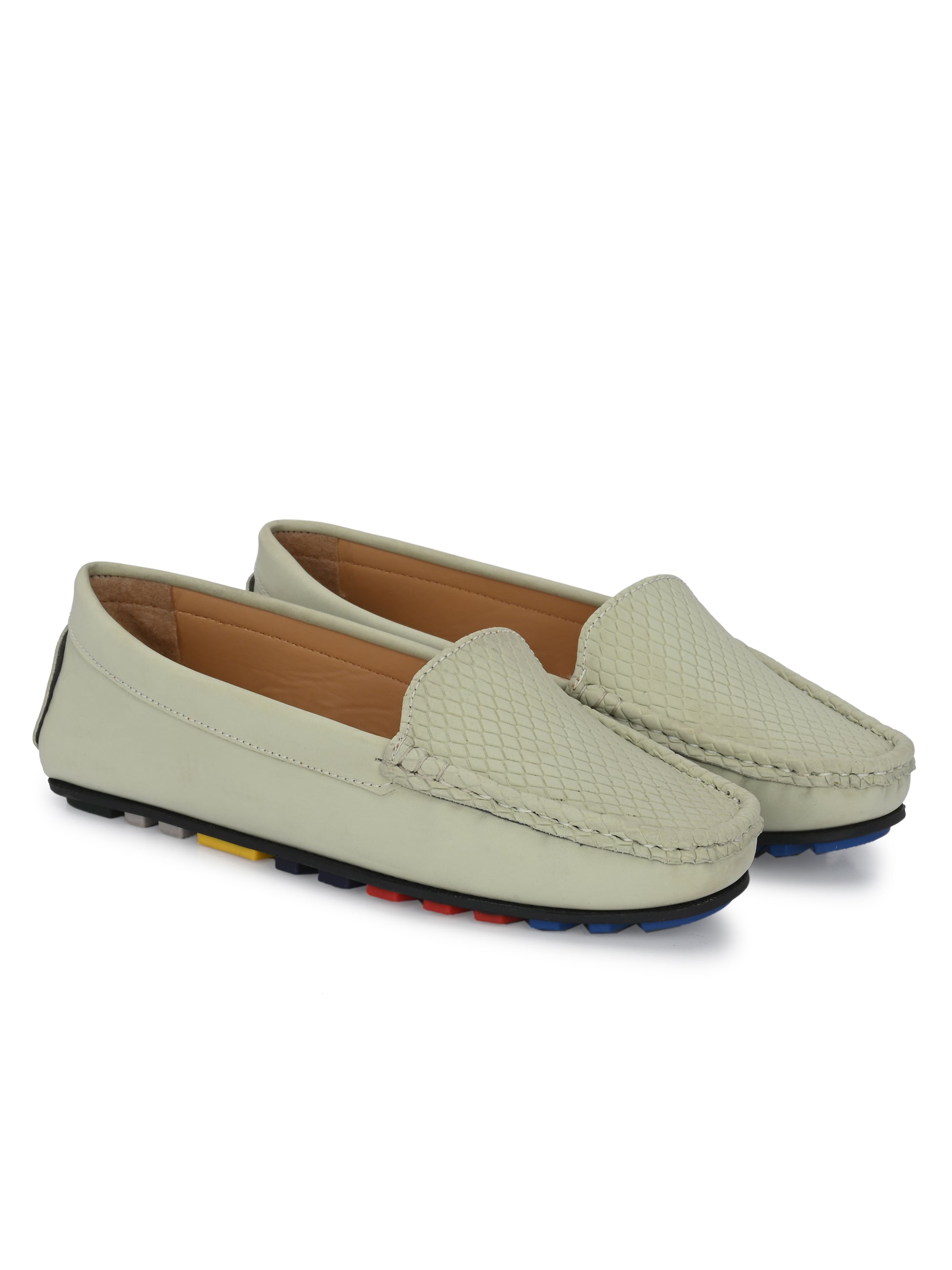 Olive Trendy Textured Slip-On Loafers