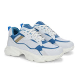 Blue colour Men's lace-up casual shoes with white laces.