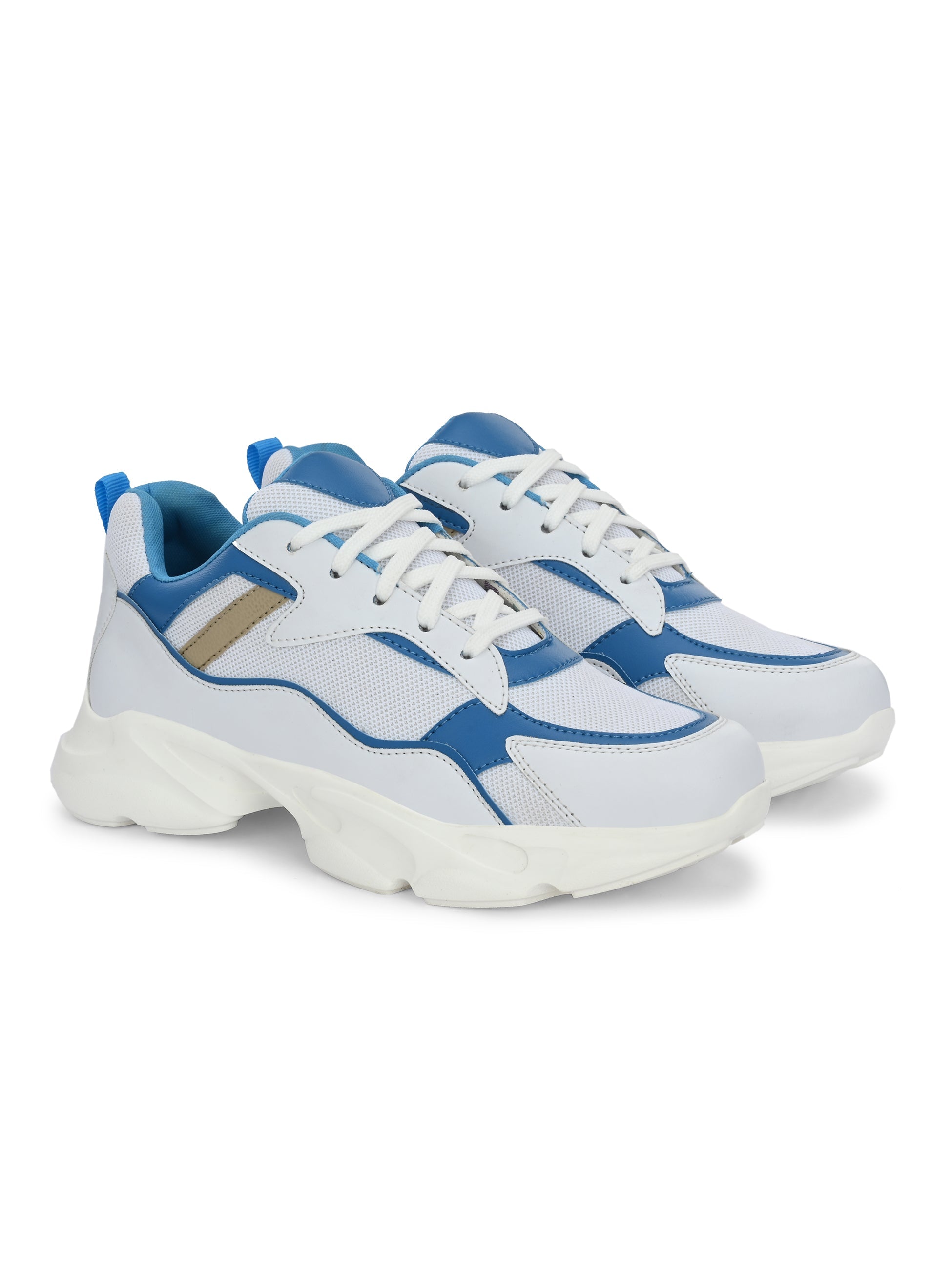 Blue colour Men's lace-up casual shoes with white laces.