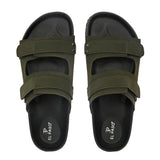 Olive Men's casual flat heel buckle strap sandal 