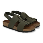 Men's casual  flat heel buckle strap sandal with back strap closure