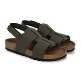 Men's casual  flat heel buckle strap sandal with back strap closure