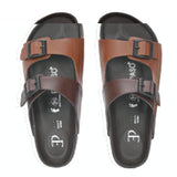 Elegant Sandstone Leather Slip-On Sandal - El Paso Fashion