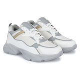 White colour Men's lace-up casual shoes with white laces.