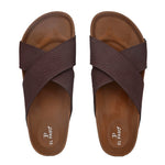 Brown Men's casual flat heel criss-cross sandal