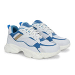 Grey & Blue colour Men's lace-up casual shoes with white laces.