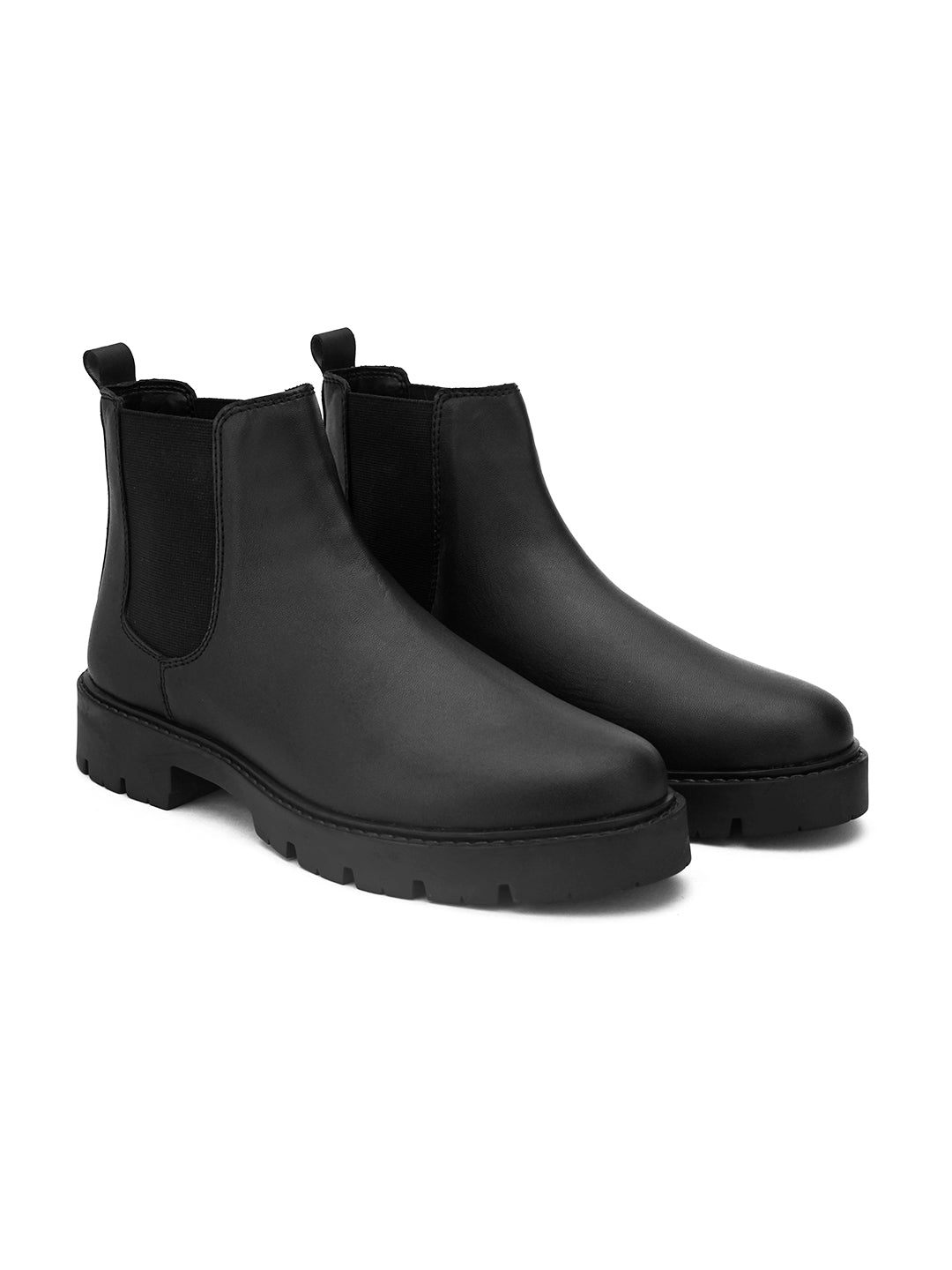 Matte Black Block Heel Boots